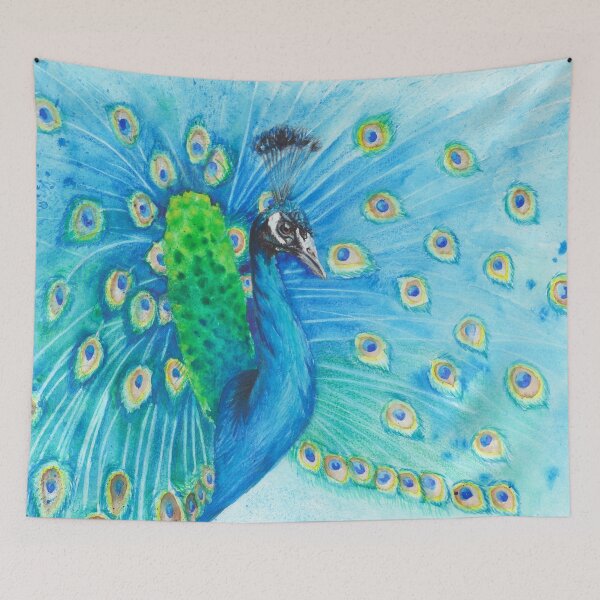 Item preview, Peacock in Watercolor, A Blue and Green Watercolor Peacock Painting  designed and sold by PrettyLittlePic.
