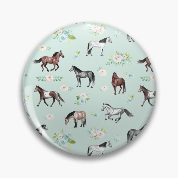 Item preview, Horses with Flowers, Romantic Blue, Pink Floral, Horse Decor,  designed and sold by cateandrainn.