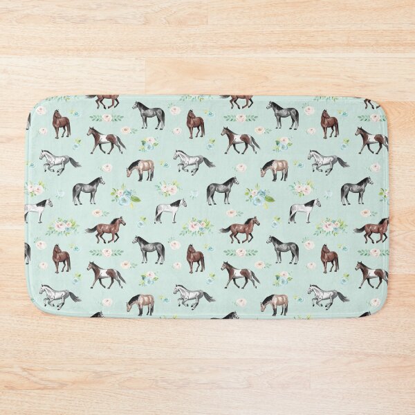 Item preview, Horses with Flowers, Romantic Blue, Pink Floral, Horse Decor,  designed and sold by cateandrainn.