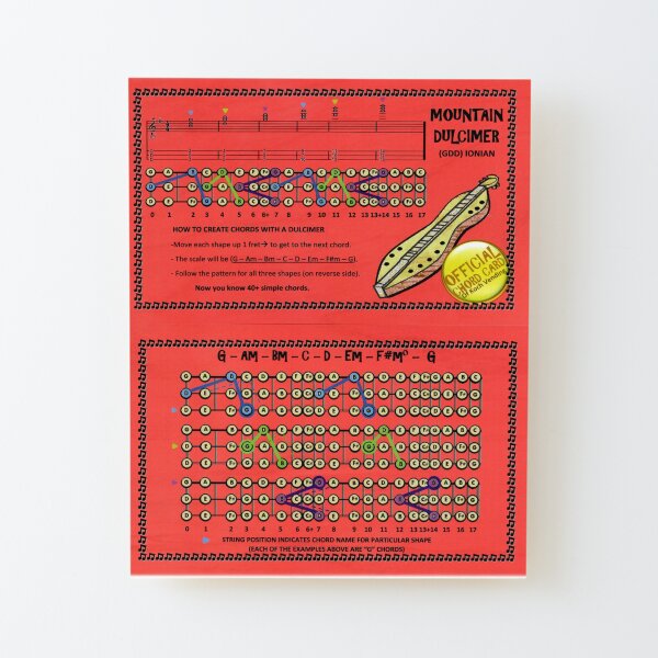 GDD mountain Dulcimer Chord Card Wood Mounted Print