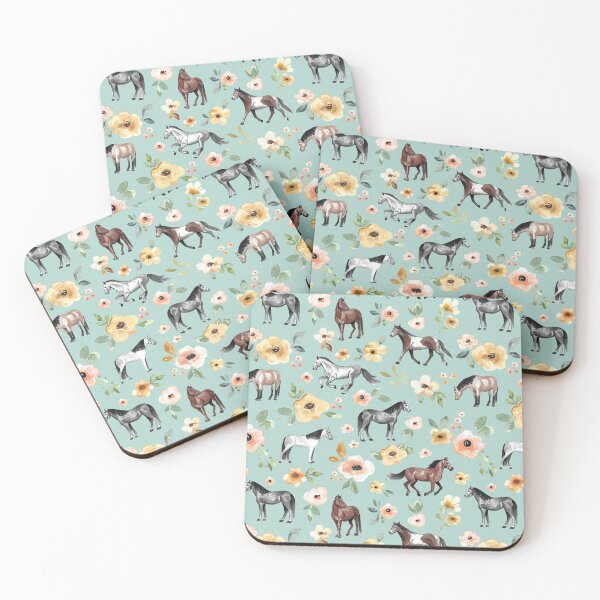 Item preview, Caballos con Flores, Amanecer Floral, Azul, Decoración de Caballos, designed and sold by cateandrainn.