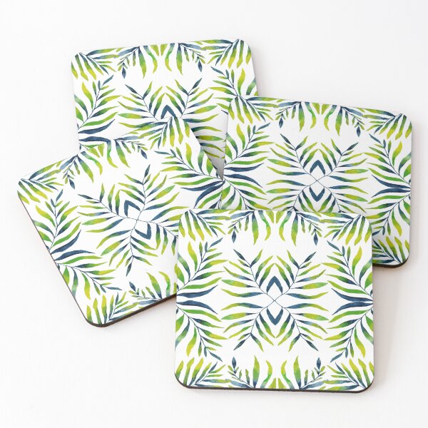 Item preview, Kaleidoscope of Blue, Yellow and Green Fern Leaves in Watercolour designed and sold by Julie Pickering.