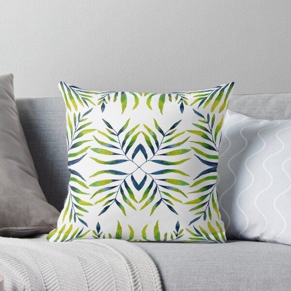 Item preview, Kaleidoscope of Blue, Yellow and Green Fern Leaves in Watercolour designed and sold by Julie Pickering.