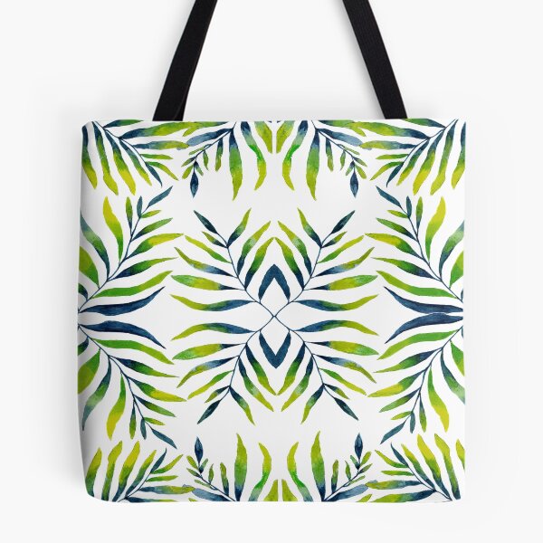 Item preview, Kaleidoscope of Blue, Yellow and Green Fern Leaves in Watercolour designed and sold by Julie Pickering.