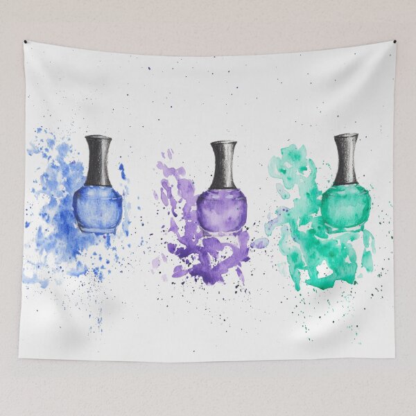 Item preview, Watercolor Nail Polish Painting, Blue Purple and Green Nail Polish designed and sold by PrettyLittlePic.