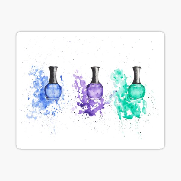 Item preview, Watercolor Nail Polish Painting, Blue Purple and Green Nail Polish designed and sold by PrettyLittlePic.