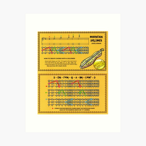 DAA mountain dulcimer Chord Cards Art Print