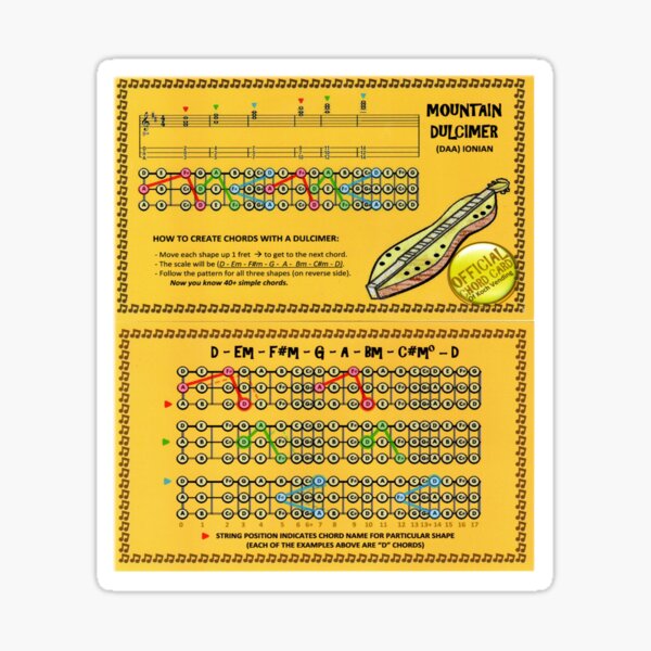 "DAA mountain dulcimer Chord Cards" Sticker for Sale by Mkoch70 Redbubble