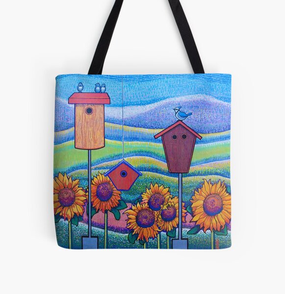 Confetti Landscape with Birds All Over Print Tote Bag