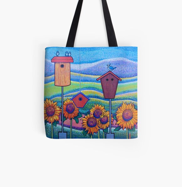 Confetti Landscape with Birds All Over Print Tote Bag