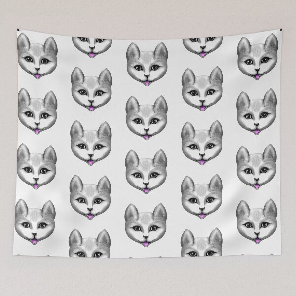 Item preview, painted fantasy white cat head designed and sold by nataliavavilina.