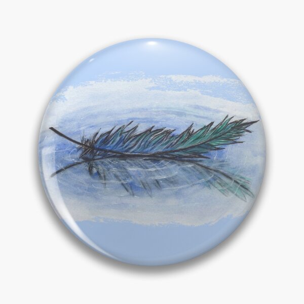 Item preview, Blue and Green Watercolor Feather Floating on Water designed and sold by PrettyLittlePic.