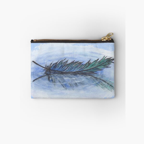 Item preview, Blue and Green Watercolor Feather Floating on Water designed and sold by PrettyLittlePic.