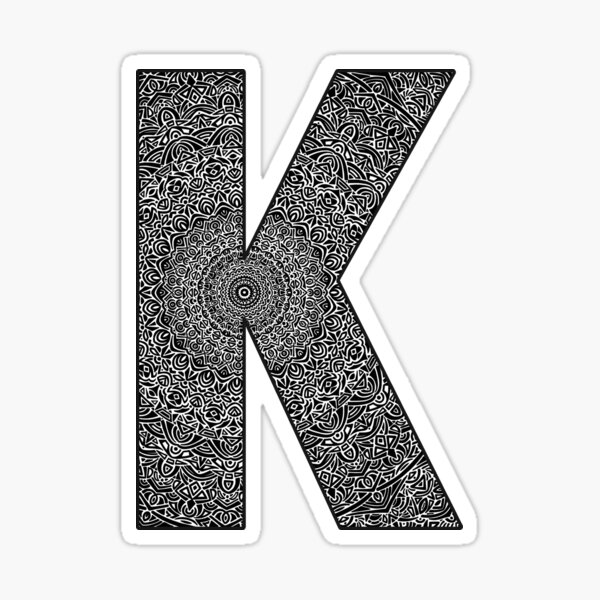 "K" Monogram Letter Sticker! // Mandala Design Pattern Detailed Unique Sticker
