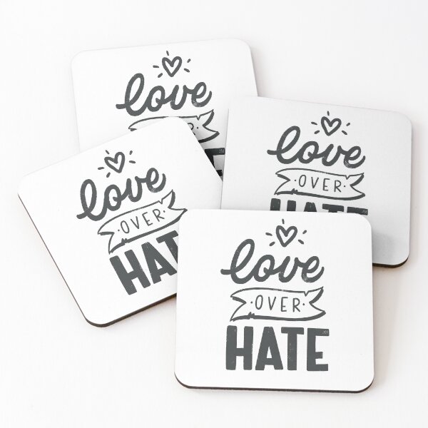 Item preview, "Love Over Hate" With Cute Heart And Banner Handlettering designed and sold by gamboling.