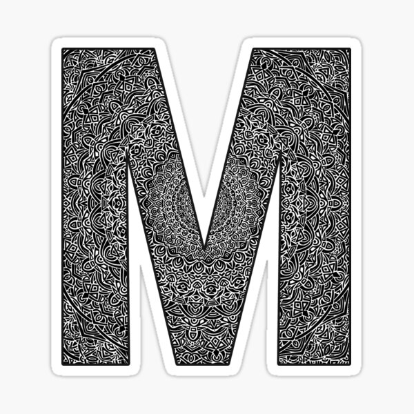 "M" Monogram Letter Sticker! // Mandala Design Pattern Detailed Unique Sticker