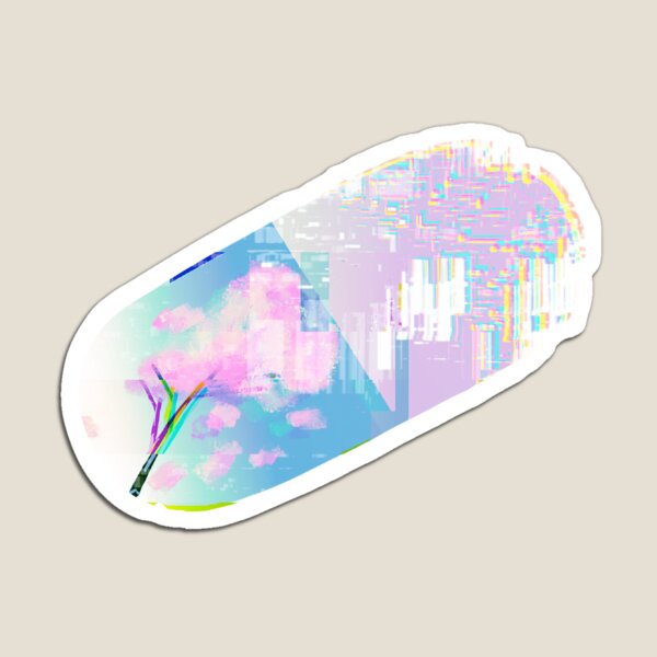 Digital Prozac (Pastel Pill Blossom Glitch) Magnet