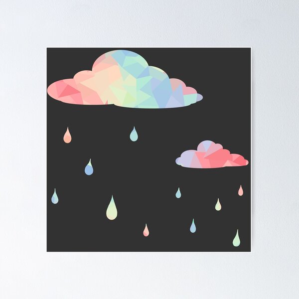 Item preview, Pastel Rainbow Geometric Clouds with Raindrops designed and sold by cassikraft.