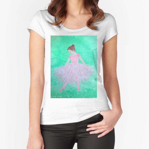Aperçu de l'œuvre Petite ballerine verte et rose créée et vendue par LindaPhelpsArt.