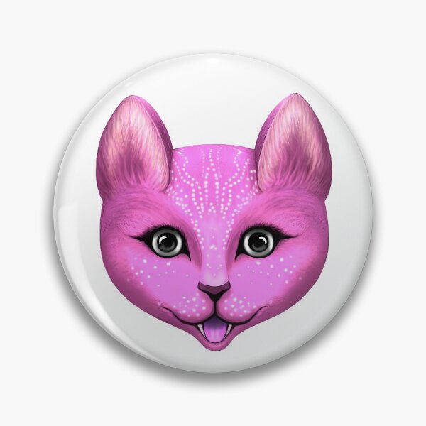 Item preview, painted fancy bright pink cat head designed and sold by nataliavavilina.