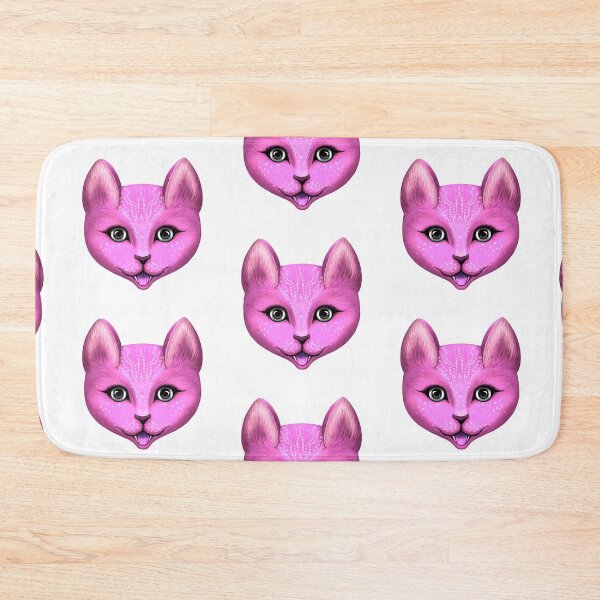 Item preview, painted fancy bright pink cat head designed and sold by nataliavavilina.