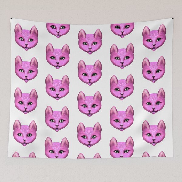 Item preview, painted fancy bright pink cat head designed and sold by nataliavavilina.