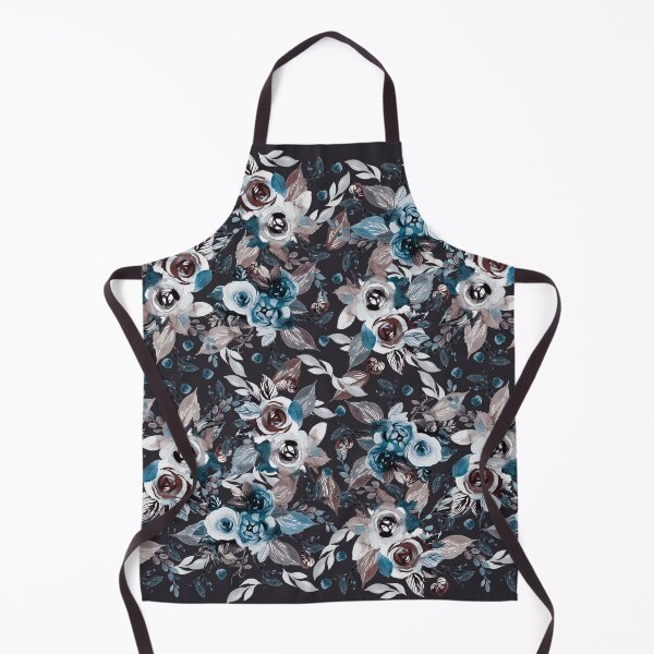 Item preview, Watercolor Midnight Rose Garden in turquoise and sepia designed and sold by IngaDesign.