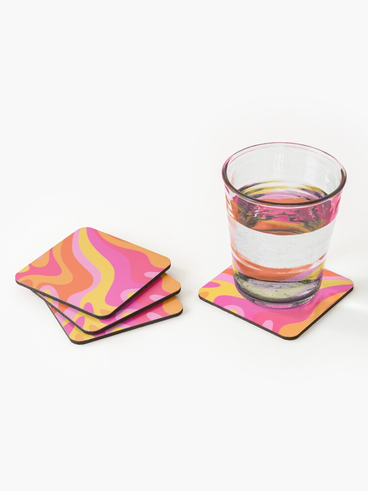 Alternate view of Retro 70s Pink and Orange Swirls Coasters (Set of 4)