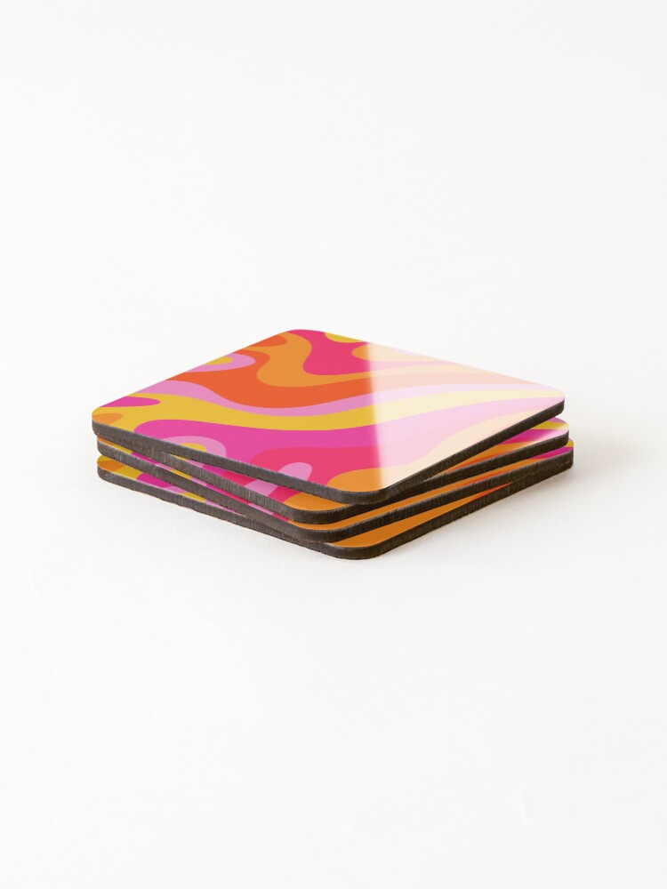 Alternate view of Retro 70s Pink and Orange Swirls Coasters (Set of 4)