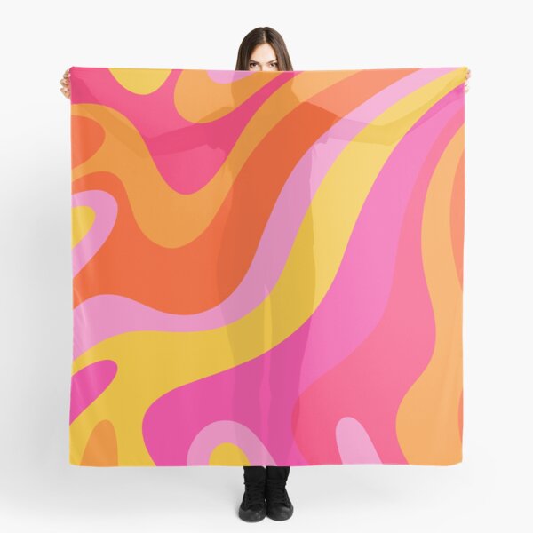 Retro 70s Pink and Orange Swirls Scarf