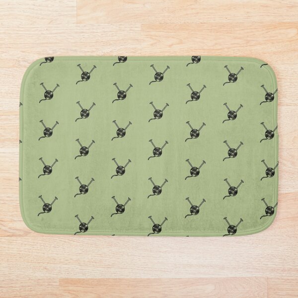 Cartoon yarn ball green print Bath Mat