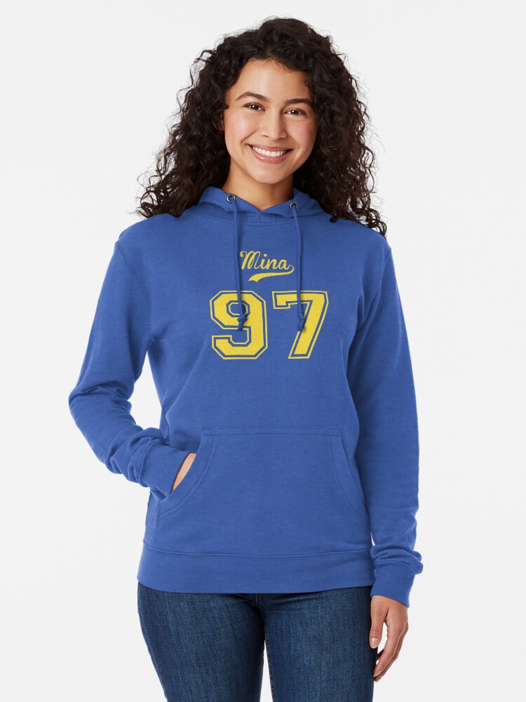 Sudadera Ligera Con Capucha Mina Twice Cheer Up Kpop Member Varsity Design De Cloakandbadger Redbubble