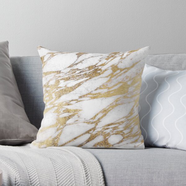 Motif élégant élégant en marbre blanc et or Coussin
