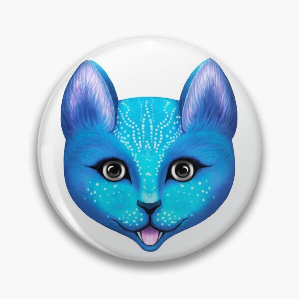 Item preview, painted fancy bright blue cat head designed and sold by nataliavavilina.