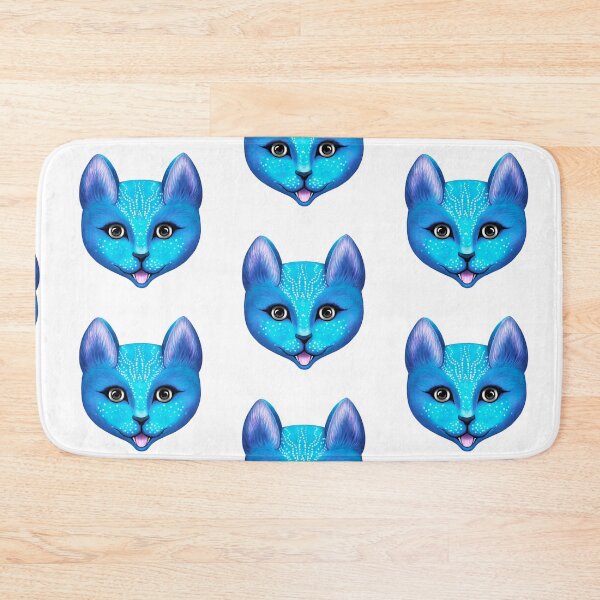 Item preview, painted fancy bright blue cat head designed and sold by nataliavavilina.