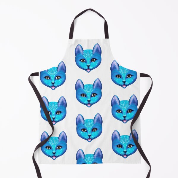 Item preview, painted fancy bright blue cat head designed and sold by nataliavavilina.