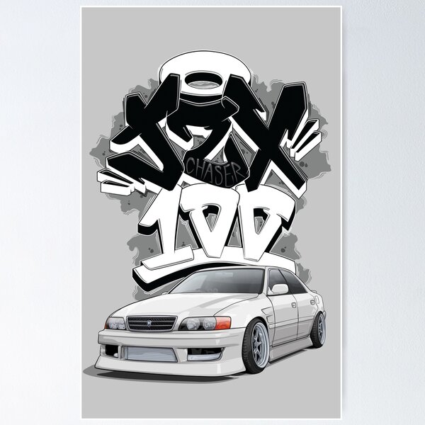 Item preview, Chaser jzx100 (white) with graffiti background, designed and sold by ArtyMotive.