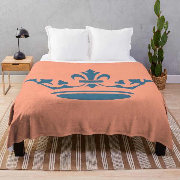 Item preview, Dark moderate blue royal crown on soft orange background designed and sold by fowons.