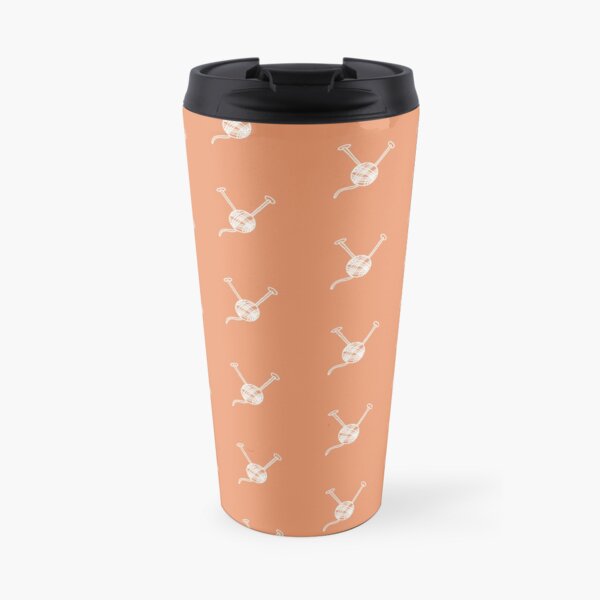 Cartoon yarn ball orange white print Travel Coffee Mug