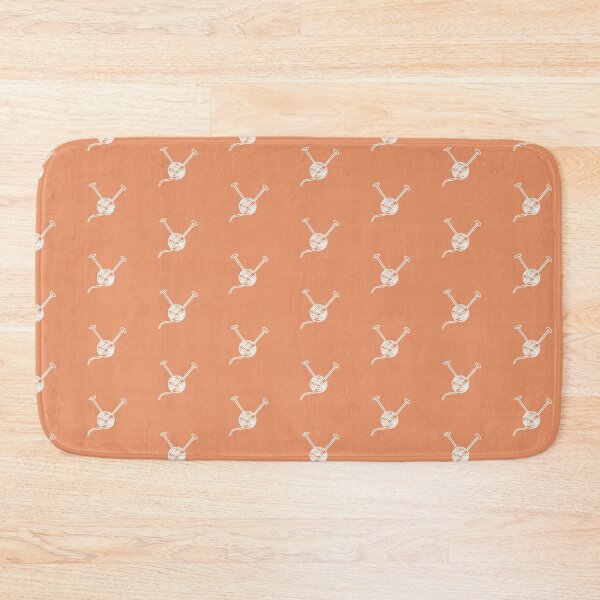 Cartoon yarn ball orange white print Bath Mat