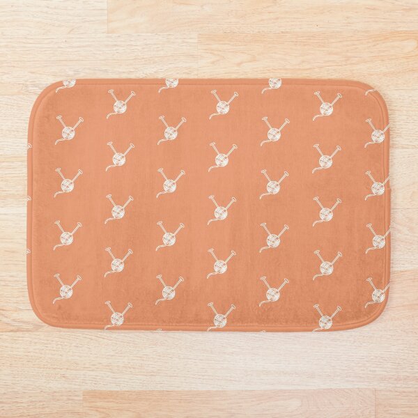 Cartoon yarn ball orange white print Bath Mat
