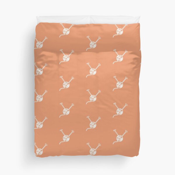 Cartoon yarn ball orange white print Duvet Cover