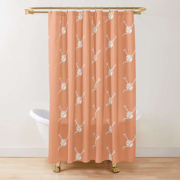 Cartoon yarn ball orange white print Shower Curtain