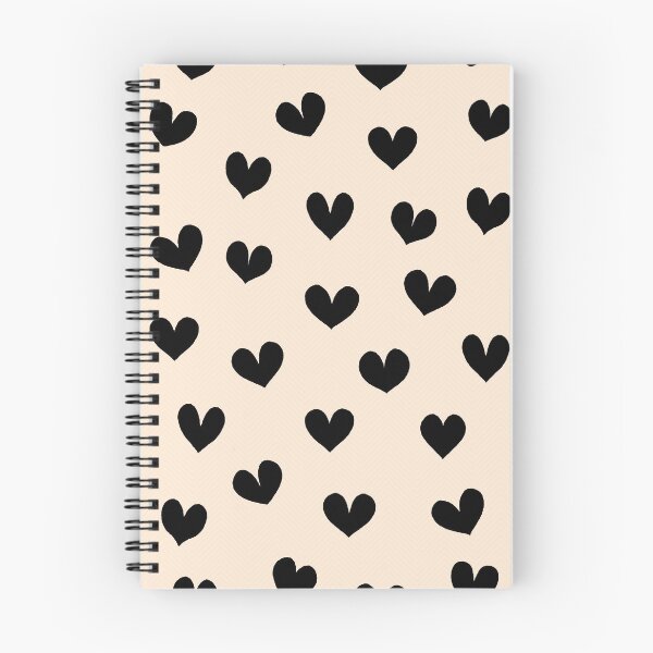 Item preview, Diseño de patrones sin fisuras de corazón negro sobre fondo beige designed and sold by TheCatmeow2000.