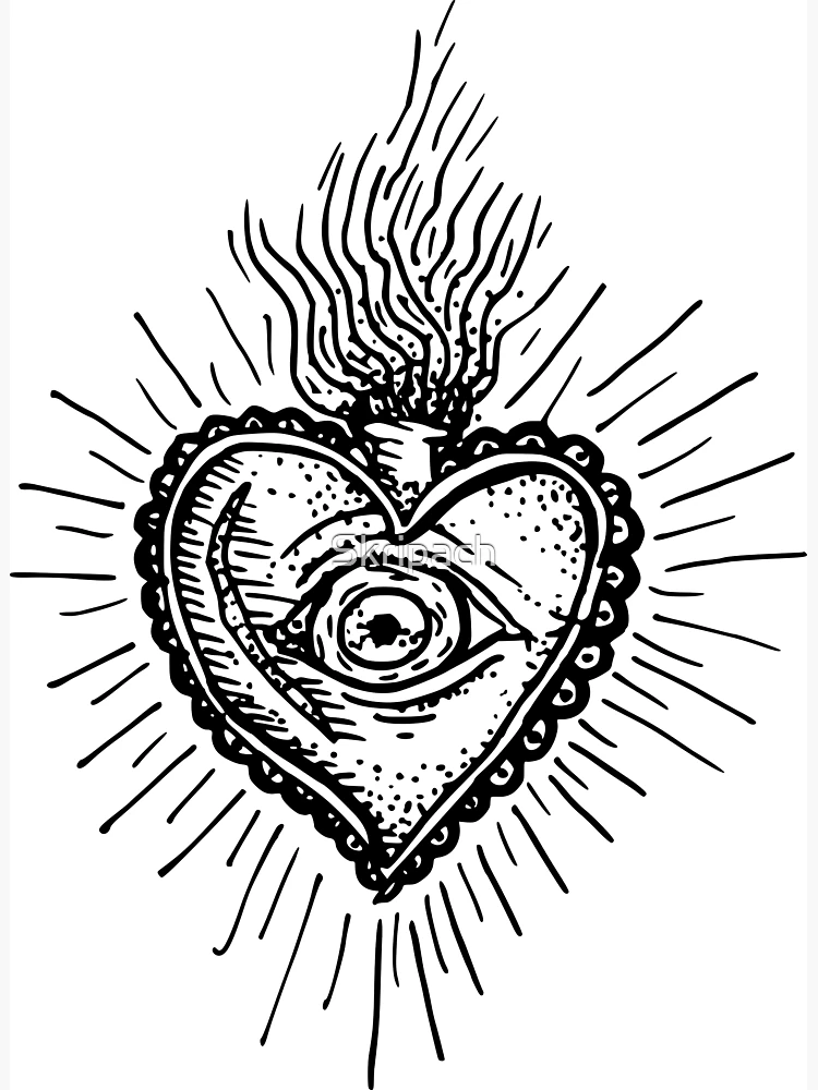 Black Metal Heart Tattoo Design - Heart - Magnet