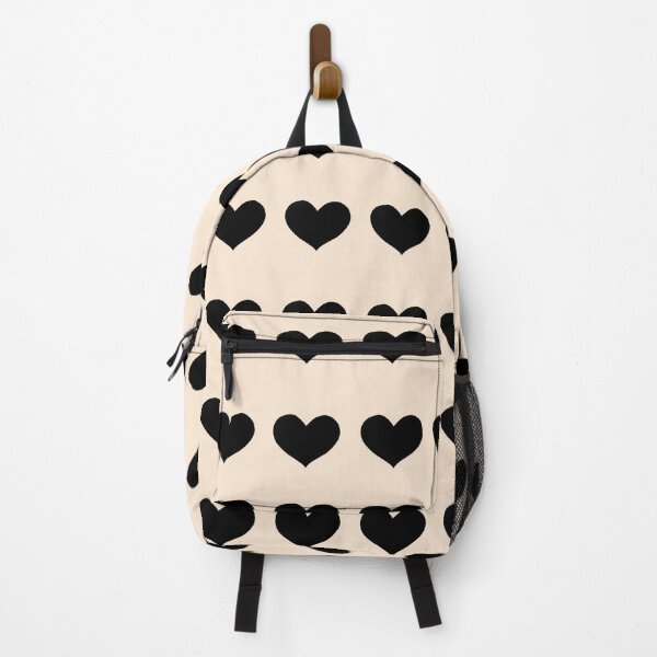 Item preview, Black Heart Seamless Pattern design on beige background designed and sold by TheCatmeow2000.