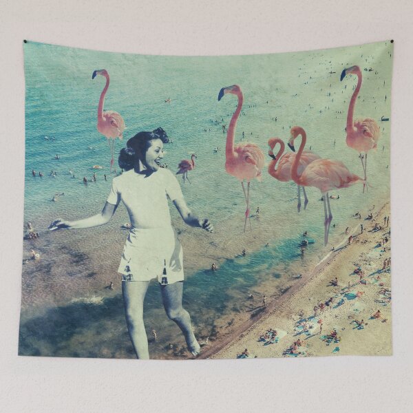 Item preview, Pandemic escape // retro beach holiday surreal collage artwork designed and sold by Dorota Nowacka.