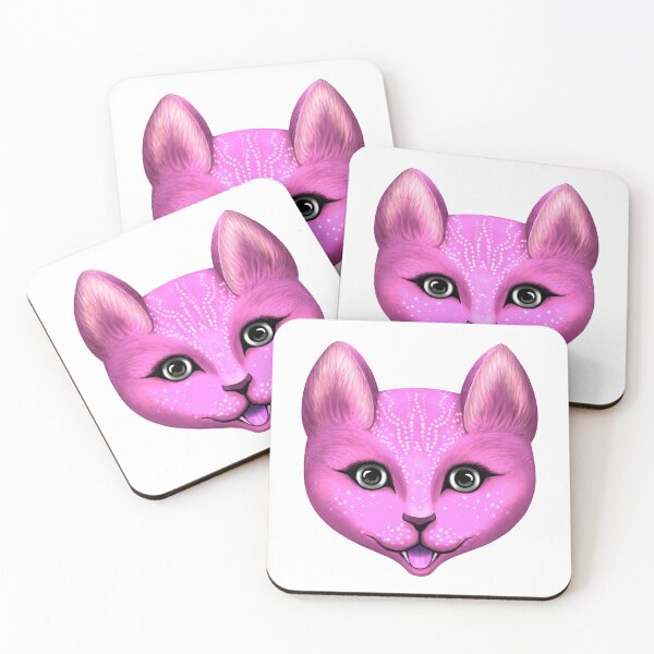 Item preview, painted fancy bright pink cat head designed and sold by nataliavavilina.