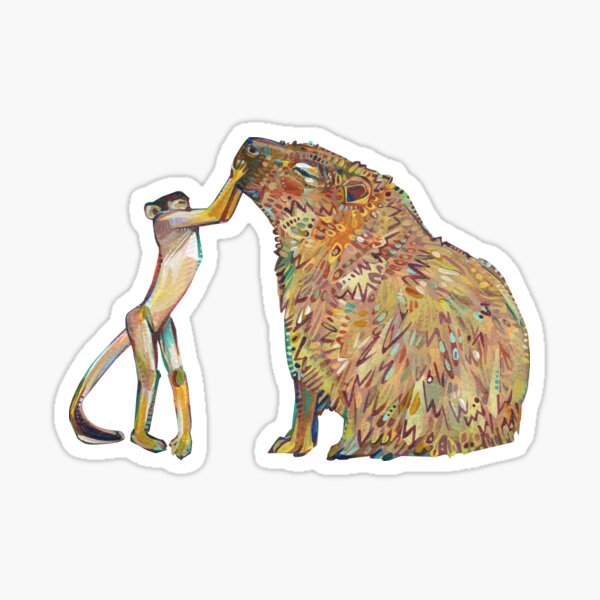 Squirrel Monkey and Capybara Painting - 2021 Sticker