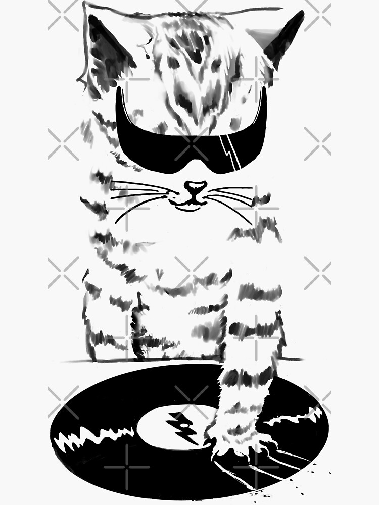 Kitty Cat DJ Scratch' Sticker